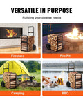Heavy Duty Log Cart Built Tough For Firewood Up To 250 Lbs With Pneumatic Wheels And Elevated Guardrails Indoor Outdoor