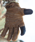 Firemark Sensor Gloves With Goat Leather Palm Lightweight Flame Resistant Gear shown in action outdoors