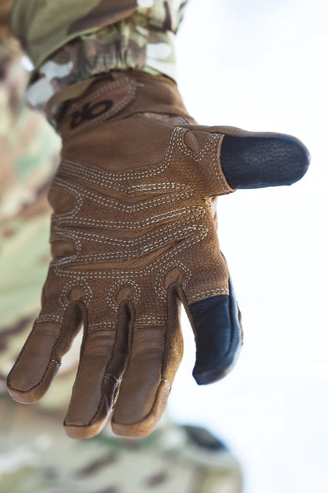 Firemark Sensor Gloves With Goat Leather Palm Lightweight Flame Resistant Gear shown in action outdoors