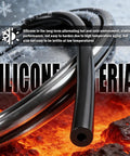 Close-up of silicone vacuum hose, showing durability in hot and cold conditions; focus on Six Piece Five Foot Silicone Vacuum Hose Kit.
