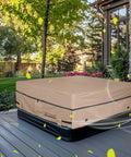Waterproof 600D Polyester Square Hot Tub Cover For Outdoor Spas 85 By 85 Inch All Weather Protection Against Rain Snow Leaves Dust And Bird Droppings Strong Fit Requires Insulated Hard Cover Underneath on deck