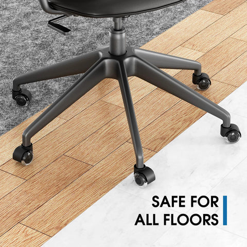 MaxGear office chair wheels, 2-inch soft-mute casters, five-pack installed on a five-star chair base for all floors.