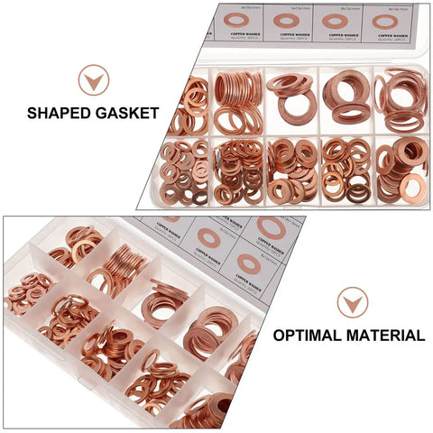 Grab This Insane 200 Piece Copper Crush Washer Assortment Kit Perfect For Plumbing And Cars To Stop Leaks Dead In Their Tracks With Smooth Shine Rings That Seal Tight And Won't Loosen Over Time. copper washers in organizer box