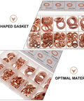 Heavy Duty RunRotoo Copper Washer Assortment Kit With 200 Flat Sealing Gaskets For Plumbing Automotive Projects Featuring Superior Rust And Oxidation Resistance To Keep Everything Tight And Leak Free, assorted sizes in organizer tray