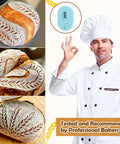 XANGNIER bread lame with 5 replaceable blades, blue magnetic handle, shown with sourdough loaves and chef