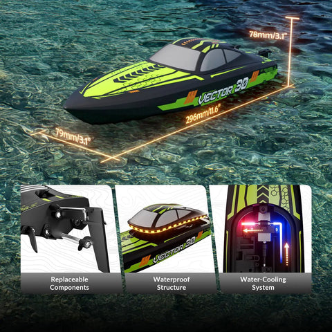 Adrenaline Fueled RC Boat For Adults With 2.4GHz Remote, 30mph Speed, Water Cooling System, Electric Hull on water