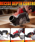 Badass 3 Inch Mini Circular Saw Featuring A Powerful 21V Brushless Motor And Cordless Cut Off Capability For Smooth One Handed Work And Tight Job Site Cuts Without Any Sweat, showing precise depth control settings.