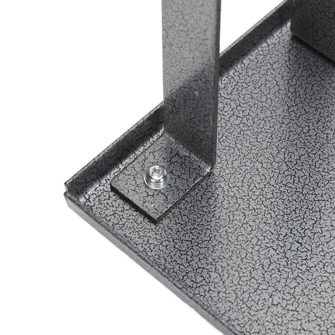 Close-up of the heavy gauge aluminum bracket for Hella Sturdy Electric Planer Stand with secure mounting hardware.
