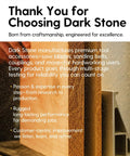 Dark Stone promotional poster with saw blades and text highlighting tool accessories and customer-focused service.