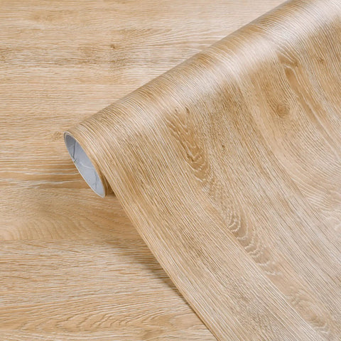 24 Inch Wide Faux Wood Wallpaper Roll Peel And Stick Realistic Yellow Oak Wood Grain Self Adhesive PVC Vinyl for Cabinets Furniture and Walls