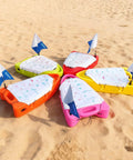 Spearfishing Float Boat With Carry Straps Foldable Flagpole And Compact Storage Red Buoy For Serious Diving And Snorkeling With Built In Waterproof Fish Measuring Scale on beach