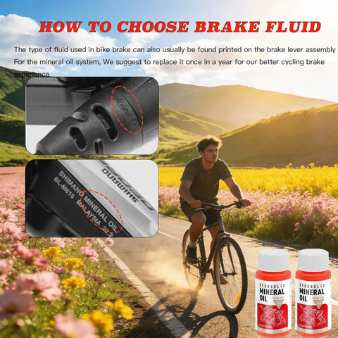 How to choose brake fluid for road bikes with Pro Grade Mineral Oil Brake Fluid For Shimano Tektro TRP Hydraulic Brakes Two 60ml Bottles