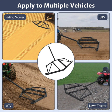 66-Inch Driveway Drag Harrow with 3 Adjustable Bolts and 2 Reinforcement Bars used on different vehicles