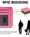 Credit Card Holder For Women Slim Minimalist Front Pocket RFID Blocking Wallet Small Compact Card Case With ID Window Vibrant Pink