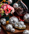 Must Have 50 Piece Silver Mirror Disco Ball Decor Set With Hanging Rings In Mixed Sizes for decorative event setup