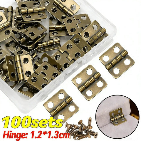 No Hassle Mini Jewelry Box Hinges Sweet Bronze Gold Cabinet Hardware For Wood Works And Gift Cases Quick Bolt Install with screws.