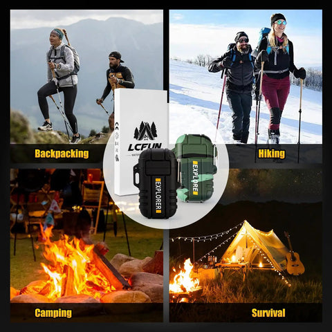 Windproof Dual Arc USB Rechargeable Flameless Plasma Lighter For Camping And Hiking, backpacking, hiking, survival scenes