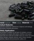 60 Pieces 4.5mm Screw Thread Protectors Rubber End Caps shown in black vinyl material with product features and application description.