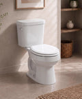Topseat Pro 2 Durable Wood Toilet Seat, Slow Close, Round, White installed on modern toilet with clean design.