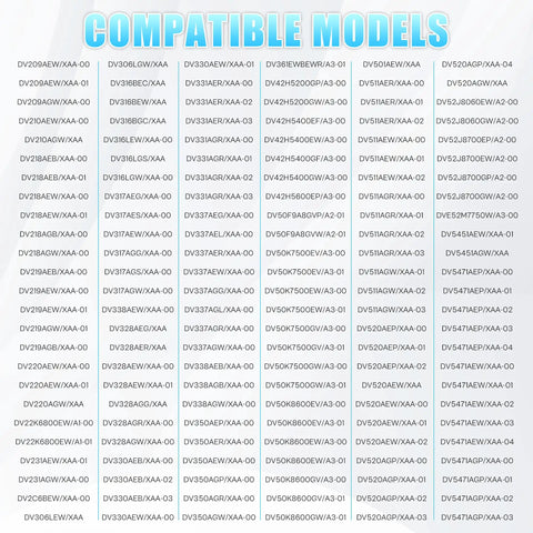 Compatible models list for Upgraded Dryer Roller Kit For DV42H5200EW/A3 DV40J3000EW/A2 DV48H7400EW/A2 DV42H5200EP/A3