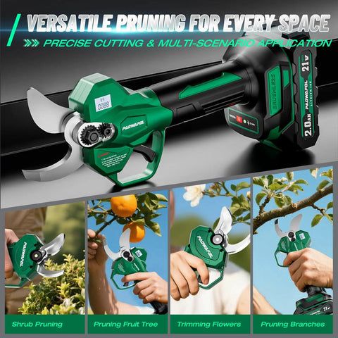 Cordless Electric Pruning Shears That Flat Out Cut Up To 2.1 Inch Branches, LCD, 21V Motor, Used for Shrubs, Flowers, Fruit Trees