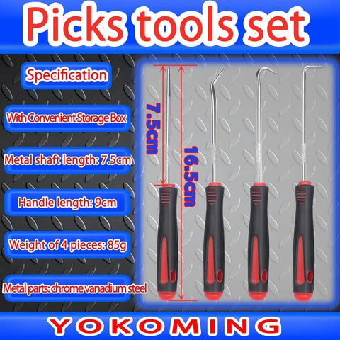 5 Piece Spring Hook And O Ring Pick Set For Automotive And Motorcycle Maintenance Oil Seal Removal Tools Gasket And O Ring Picks Versatile Hook And Pick Kit For Mechanics, 16.5cm steel picks