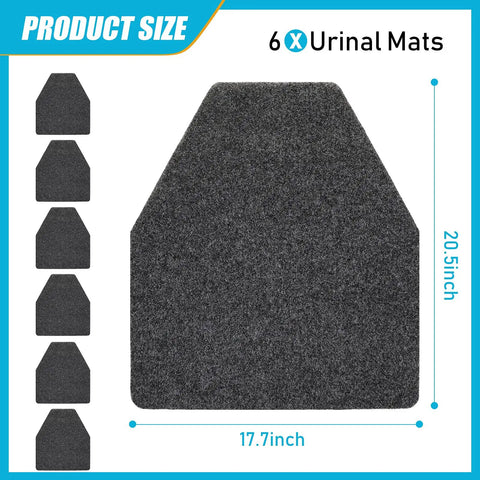 Six Pack Urinal Mats For Men Grippy Non Slip Floor Pads For Busy Commercial Restrooms Ultra Absorbent And Waterproof Gray