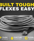 BIONIC STEEL 10 ft garden hose extension; coiled metal hose with screw-on connector.