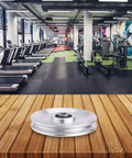 110mm CNC Machined Aluminum Cable Pulley Wheel With 6202RS Bearings For Home Gym Quiet Smooth Operation Built To Last AL6061 Aircraft Grade Aluminum Fitness Roller Silver 1 Pack on gym floor