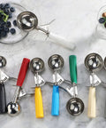 Thumb-Press Food Disher Ice Cream Scoop 4.67 Oz Size 6 White, 18/8 Stainless Steel, Commercial-Grade Portioner NSF Certified