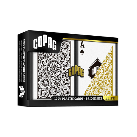 Bridge Size Narrow 100 Percent Plastic Playing Cards Black And Gold Design Durable PVC Cards With Buttery Smooth Shuffle