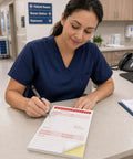 Two Part Carbonless Maintenance Request Forms Book Set, 50 Packs of 100 Sheets Per Book, Easy Tear Perforated Copies for Quick Service Requests, Durable Paperwork for Maintenance Teams and Field Technicians, hospital nurse writing form