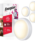 Tap Light Battery Operated Soft White Wireless Puck Light Push On Off No Fuss No Wires Compact And Portable For Under Cabinets Closets Attics Nightstands Nurseries Bathrooms Hallways And More 1 Pack displayed with packaging and lighting examples