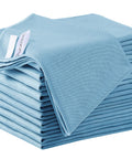 Blue Puomue microfiber cleaning cloths, 12x16 inches, 12-pack, lint-free for glass, mirrors, phones.