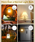 Go-To Rechargeable E26 LED Light Bulbs with Remote and Timer used in tents, lamps, camping, and kitchen, 2 pack.