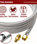 5ft braided stainless propane regulator hose with 0-20 PSI, QCC1 and 3/8 female fittings for turkey fryer and burner