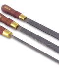 Three Piece 200 mm Cabinetmaker Wood Rasp Set With Round 8 mm, Rectangular 20 mm, And Half Round 20 mm Course Cut Rasps