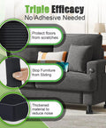 Heavy Duty Non Slip Furniture Pads 2 By 2 Black Rubber Cups Set Of 4 No Adhesive Floor Protectors for couch showing benefits