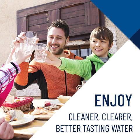 Family enjoying clean water from Big Blue 10 Inch Whole House Sediment Filter Cartridge Replacement Pack Of 8, 5 Micron
