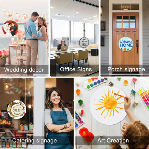 Ten Pack 10 Inch Aluminum Sublimation Door Hanger Blanks used for decor in weddings, offices, porches, catering, art creations.
