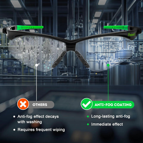 Clear Safety Glasses 2 Pack For Men And Women, Anti Fog And Scratch Resistant, ANSI Z87.1 Eye Protection in industrial setting