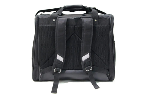 Back view of Tozan 6G Backpack Style Kendo Bogu Bag With Large Front Opening And Zipper Pocket, reflective dual straps visible