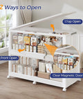 Big Ol 960 Quart Extra Large Stackable Storage Bins With Lid 4 Tier 240 Gallon Plastic Closet Organizer With Wheels And Clear Doors For Home Kitchen And Office White 4 Pack displaying interior with items