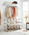 Interlocking Sixteen Cube Shoe Rack Organizer DIY Storage Cabinet For Closet Entryway Bedroom And Garage Space Saver