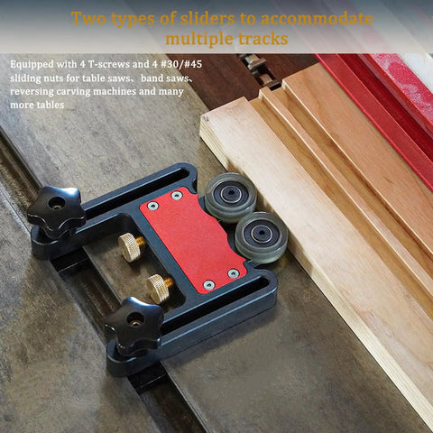2Pcs Table Saw Feather Board With Dual Bearing Rollers And Adjustable Safety Push Block For Dead Nuts Secure Guide On miter track.