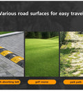Various road surfaces including pavement, golf course, and park path for Foldable Smart Electric Golf Cart With Automatic Following Tech.