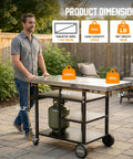 Stainless Steel Grill Cart And Pizza Oven Table With Wheels For Infrared Grills Universal Outdoor BBQ Station Built To Last Fits Ooni Ninja Gozney And More Sturdy Prep Surface