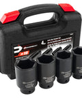 Four Piece Axle Nut Socket Set For Front Wheel Drive 30mm 32mm 34mm 36mm 6 Point Chrome Vanadium Sockets with case