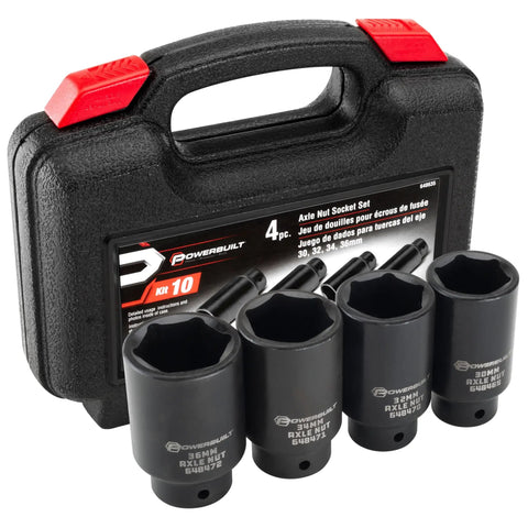 Four Piece Axle Nut Socket Set For Front Wheel Drive 30mm 32mm 34mm 36mm 6 Point Chrome Vanadium Sockets with case