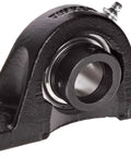 RAK2 Pillow Block Bearing With Two Bolt Holes Relubricatable Non Expansion Cast Iron Housing Eccentric Locking Collar Steel Insert Inch Bore Two And Three Sixteenths, black cast iron housing